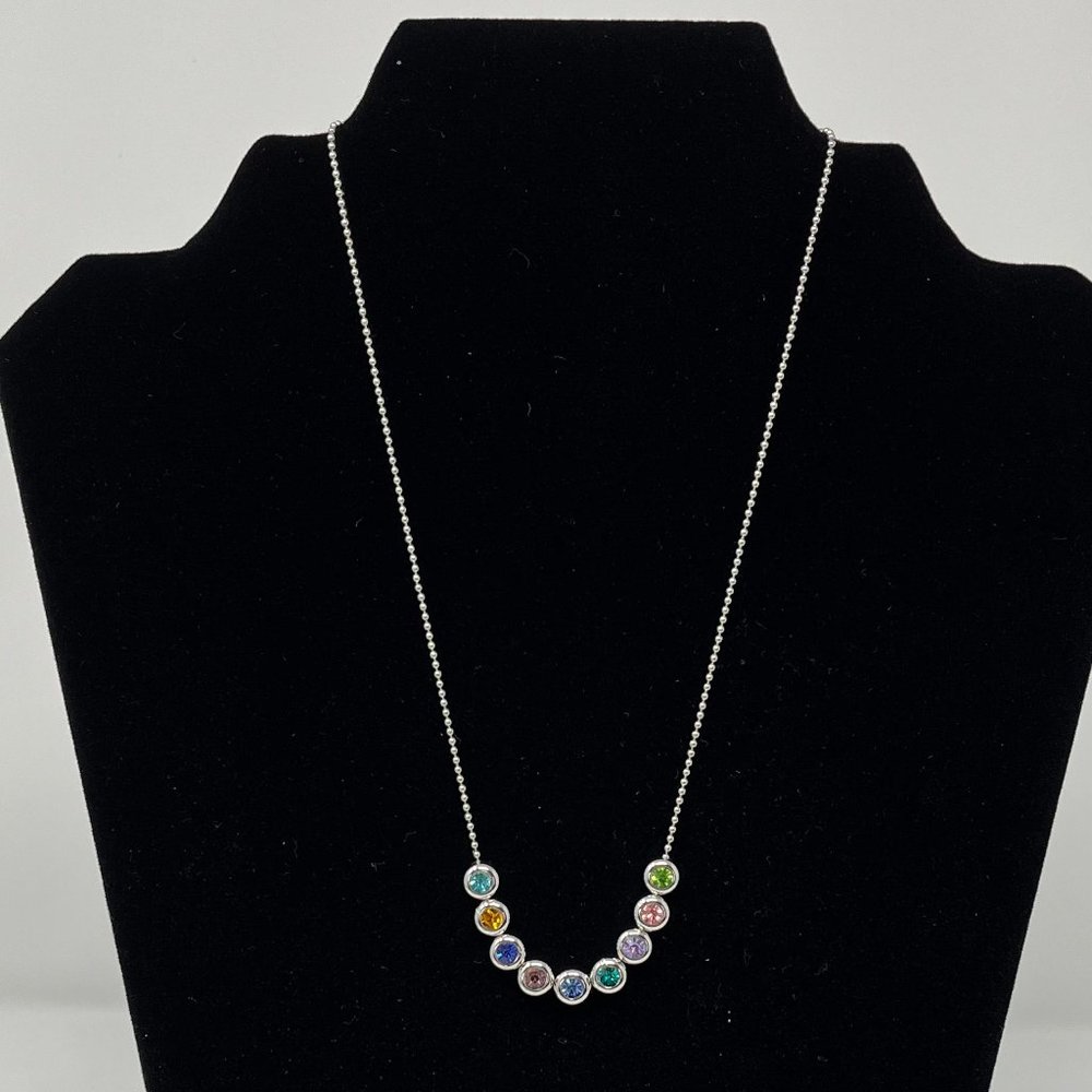 Beautiful Multi Colored Gemstone Silver Chain Nec… - image 2